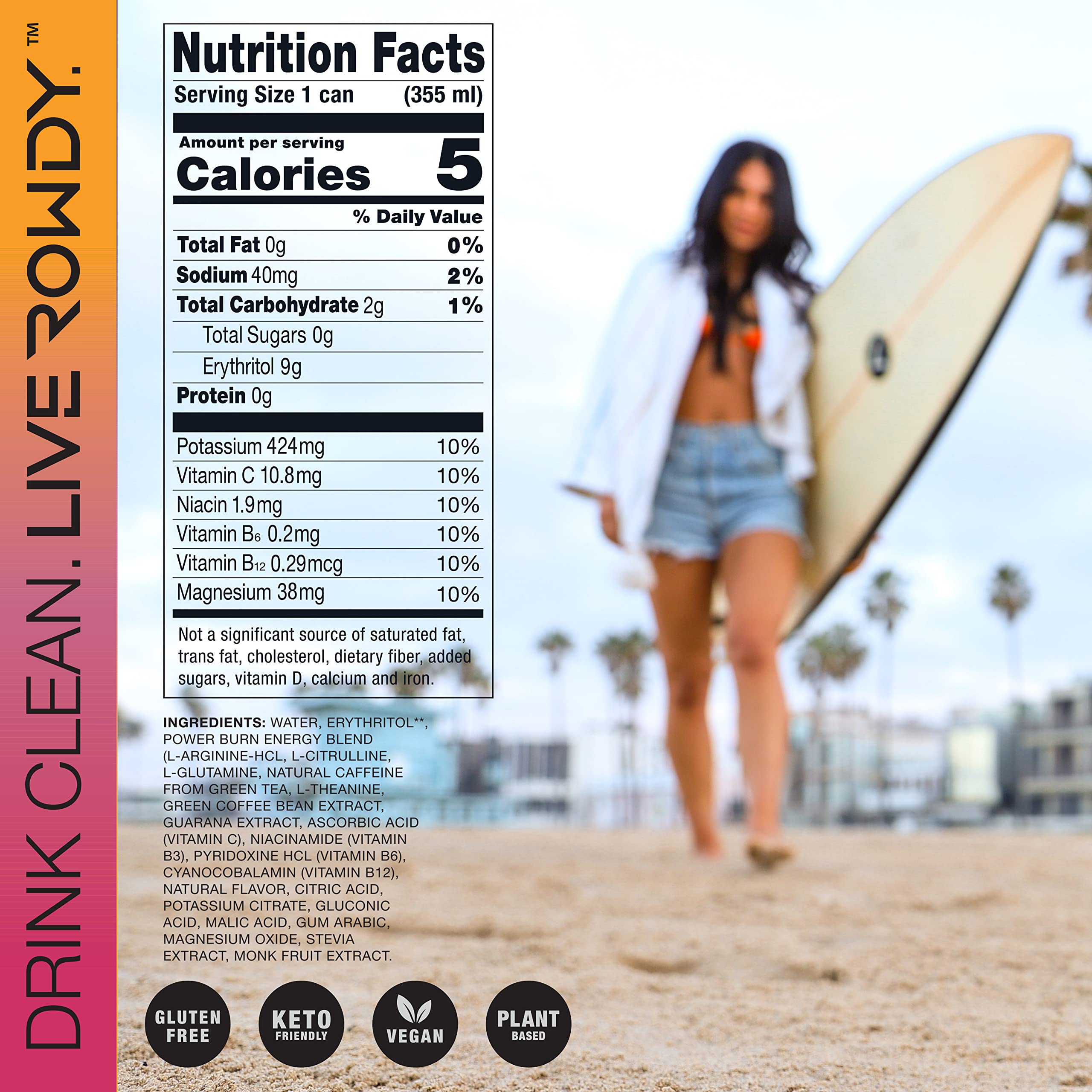 Buy Rowdy Energy Power Burn, Mango Dragonfruit, Sugar Free Energy Drink