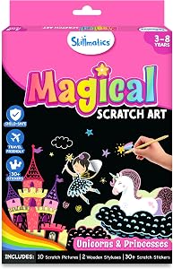 Skillmatics Magical Scratch Art Book for Kids - Unicorns & Princesses | DIY Craf