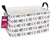 INGHUA Rectangular Storage Basket Fabric Organizer Bin for Toys,Books,Clothes,Gifts,Pets-Perfect for Home,Office,Nursery,Dorm,Shelf(Rec Grey Arrow)