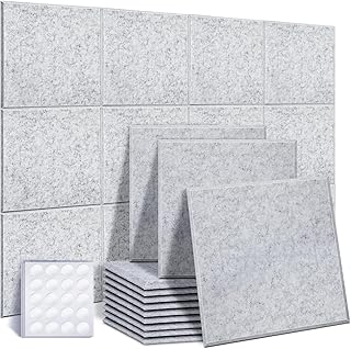 Akustikplatten 24 Stücke, Ohuhu Schallabsorber Schallschutzplatten 30 x 30 x 1 cm schallabsorbierende Paneele, hohe Dichte abgeschrägte Kante Sound Paneele für Wand Decken Holz & Tür