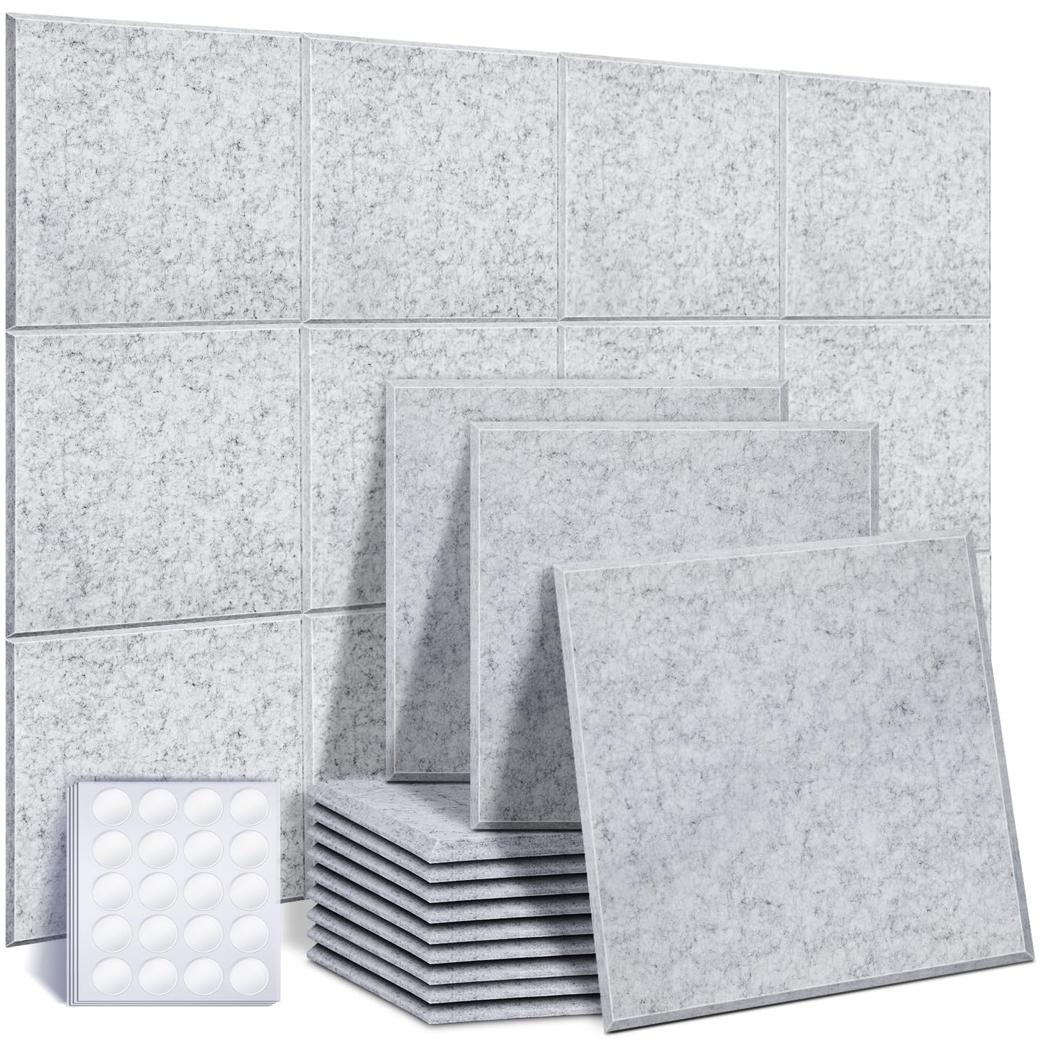 Ohuhu Paneles Acústicos 12 Piezas 30x30x5cm Con Pegatinas – Espuma Insororizante Para Pared, Aislamiento Para Podcast, Estudio Y Oficina