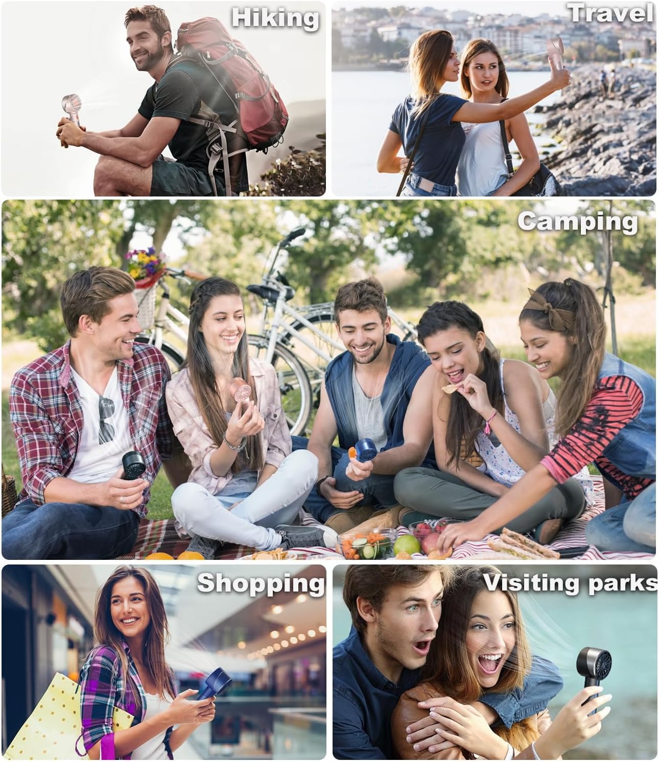 Gurible Handheld Fan,High Speed Portable Turbo Fan,Powerful Personal Fan(2600mAh Battery Work 3-16 H),USB Rechargeable Mini Fan for Travel/Outdoor/Makeup/Gift (Rose Pink)