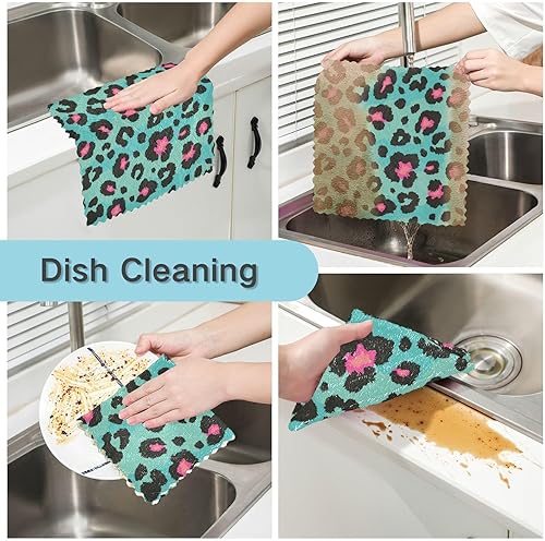 Miniatura 2 de Seamless Leopard Pattern Microfiber Dish Towel Clothes Tea Towel Kitchen Dish Towels Cotton Absorbent Decorative Kitchen Hand Towels