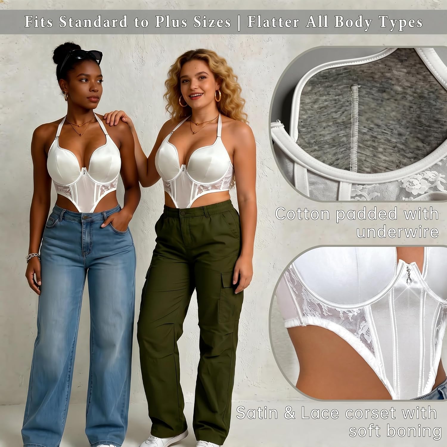 Plus Size Corset Tops for Women Sexy Going Out Bustiers with Underwired Party Clubbing Crop Top