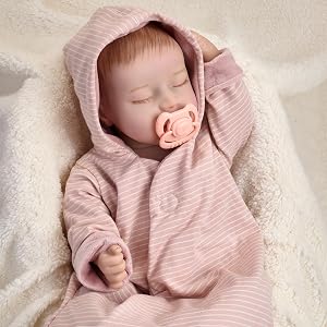 Enjoyin Reborn Baby Dolls 17 inches Realistic Baby Doll Playset with Pacifier and Accessories, Lifelike Soft Body and Poseable Baby Doll Girl Playset, Ideal Gift for Kids Age 3+