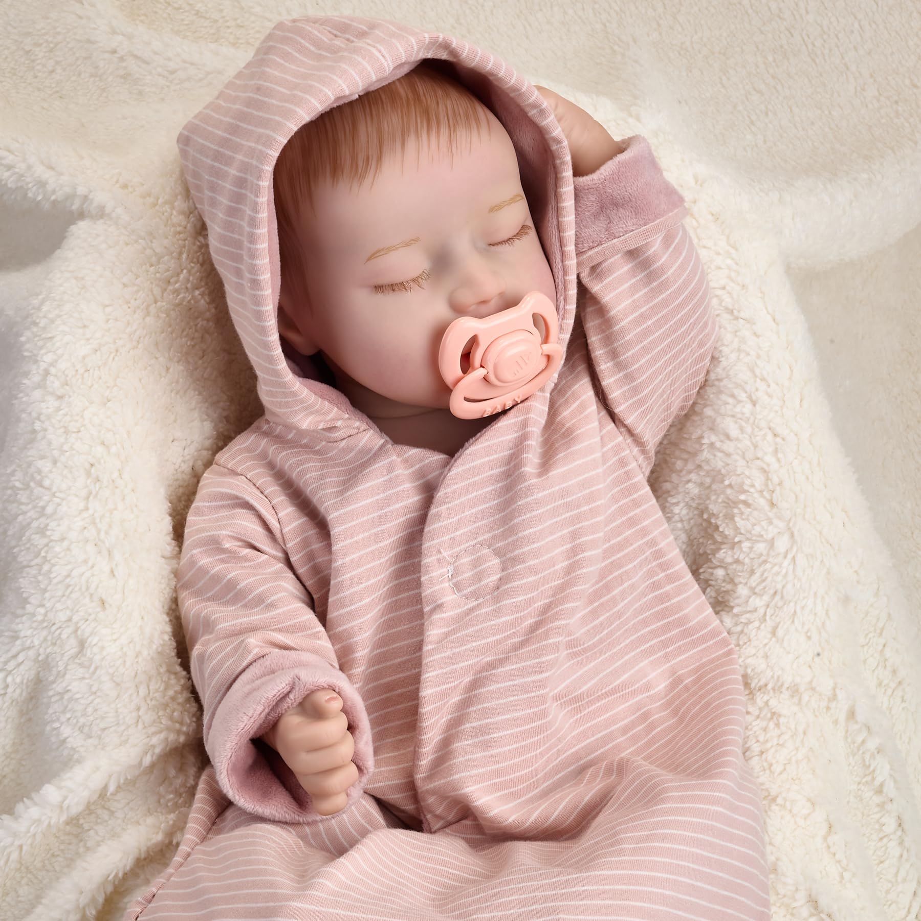 Enjoyin Reborn Baby Dolls 17 inches Realistic Baby Doll Playset with Pacifier and Accessories, Lifelike Soft Body and Poseable Baby Doll Girl Playset, Ideal Gift for Kids Age 3+