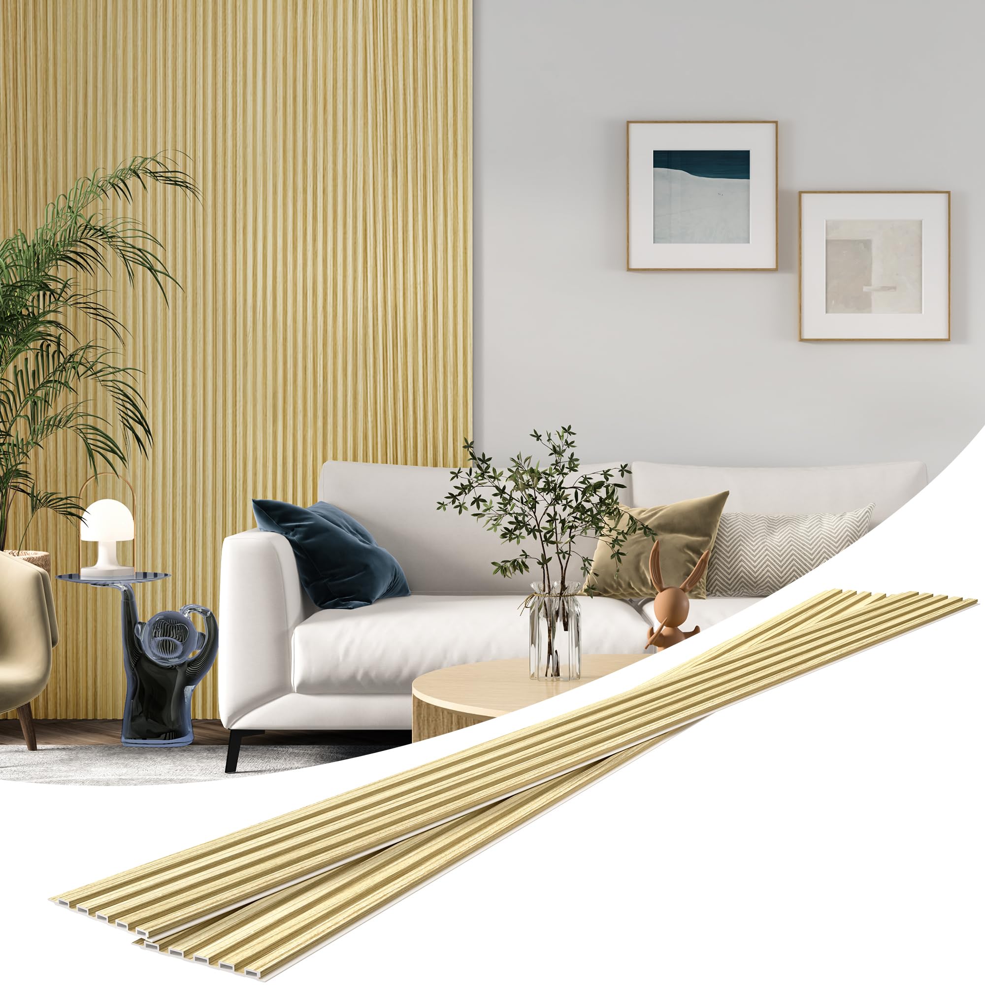 View 1 of ***FACTORY SEALED***
ROOMTEC 8 Pack Slat Wall Panels, WPC Soundproof 3D Wall Panel for Interior Wall Decor, 108 x 6 in (108 in-Oak)