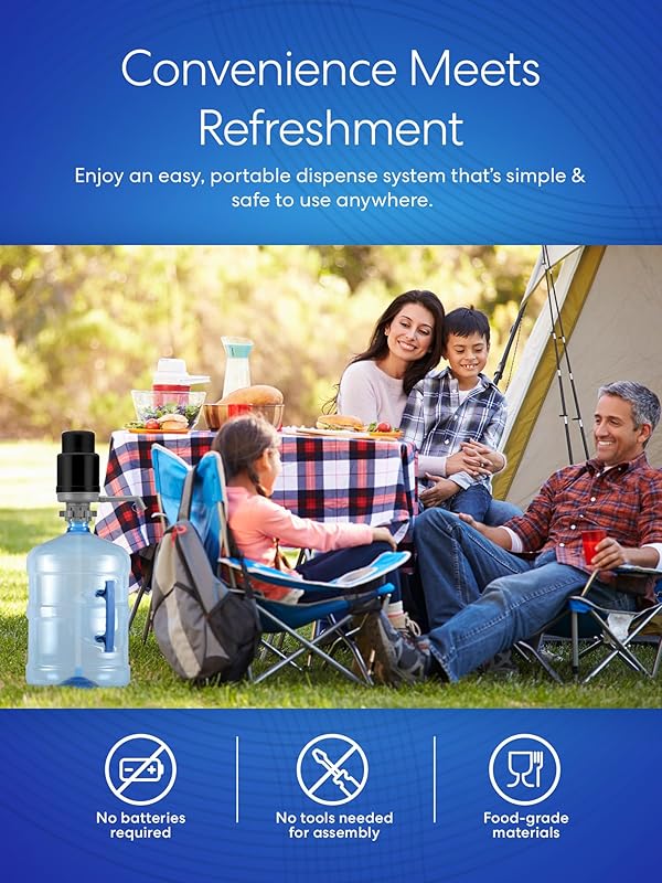 Brio Universal Water Bottle Pump | Manual Water Pump 1-5 Gallon Water Jug Dispenser for Camping Picnics and More! | 48mm & 55mm - (Multiple Color Options) by Brio - Image 5
