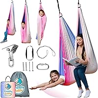Vista 12 de Columpio sensorial de interior para niños o exterior – Soporta 300 libras, doble capa y giro de 360°, columpio hamaca de terapia de compresión
