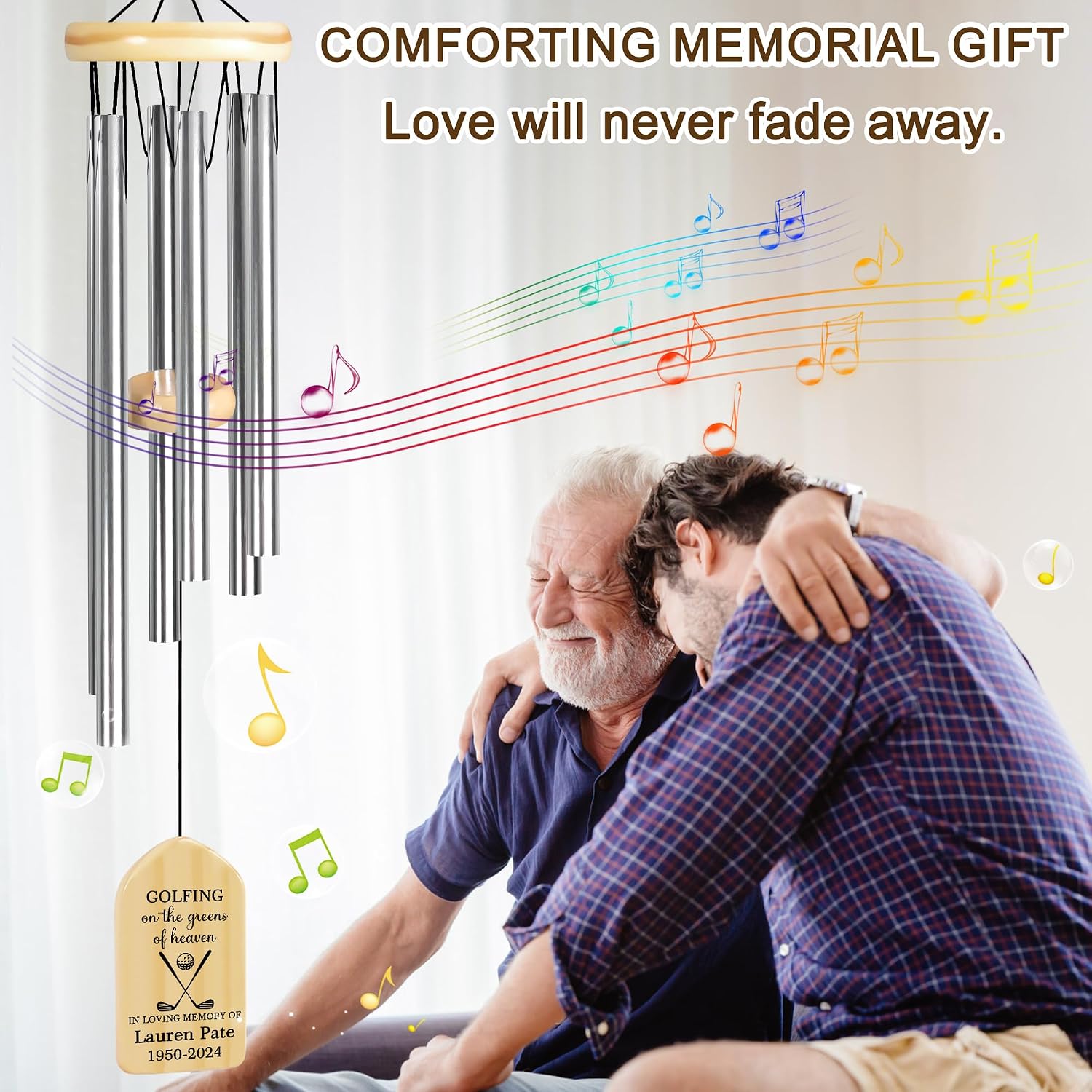Memorial Wind Chimes for Loss of Loved One - Dodosky Golfing in Heaven Sympathy Wind Chimes - Bereavement, Condolence, Remembrance, Sympathy, Memorial Gifts for Loss of Loved One - In Memory of Golfer