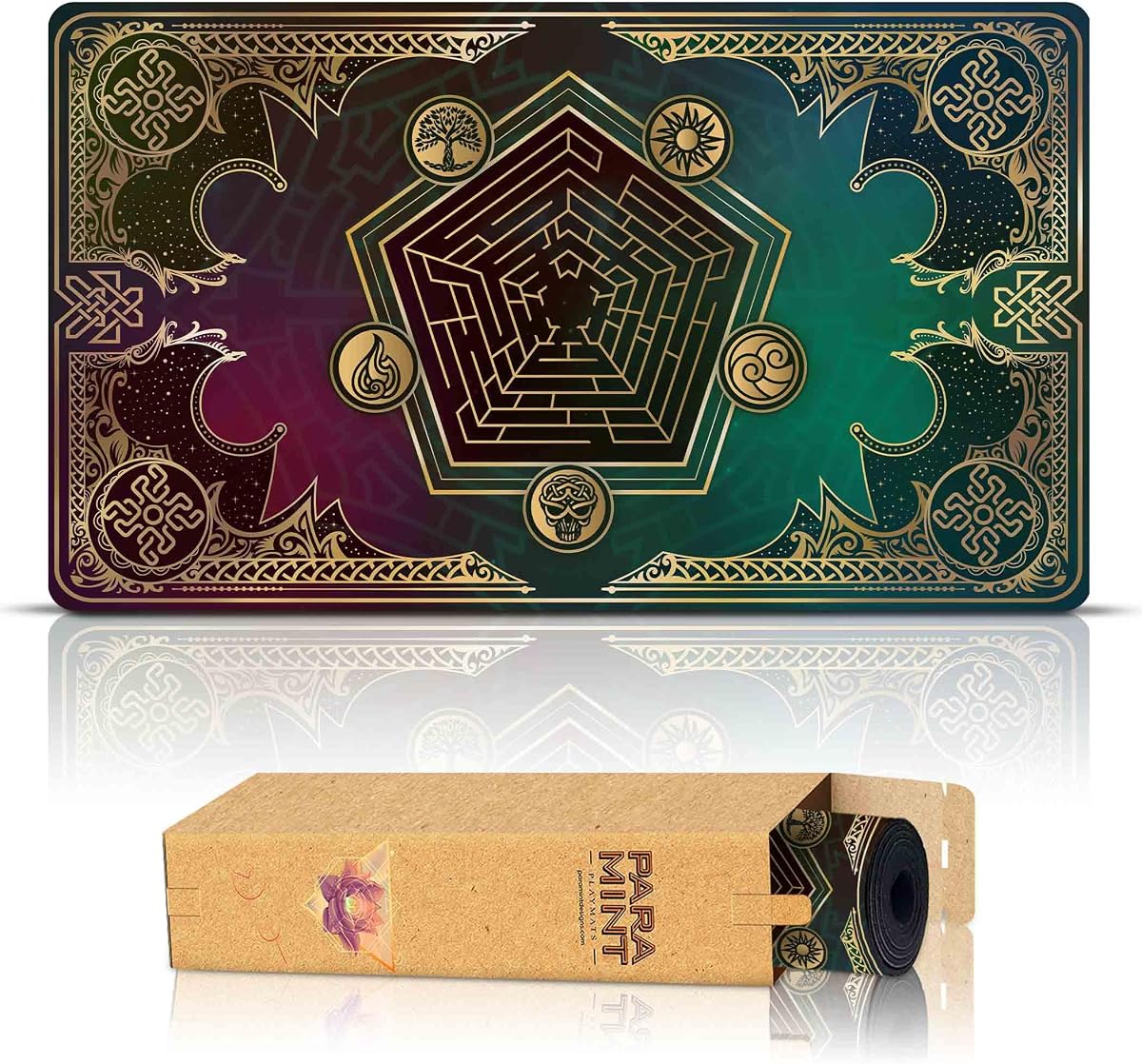 Mana Blast - 24x14 MTG Playmat | Art by Daniel Ziegler. Non-Slip Rubber Base. Compatible with Magic The Gathering TCG. Durable Tabletop Desk Protection.