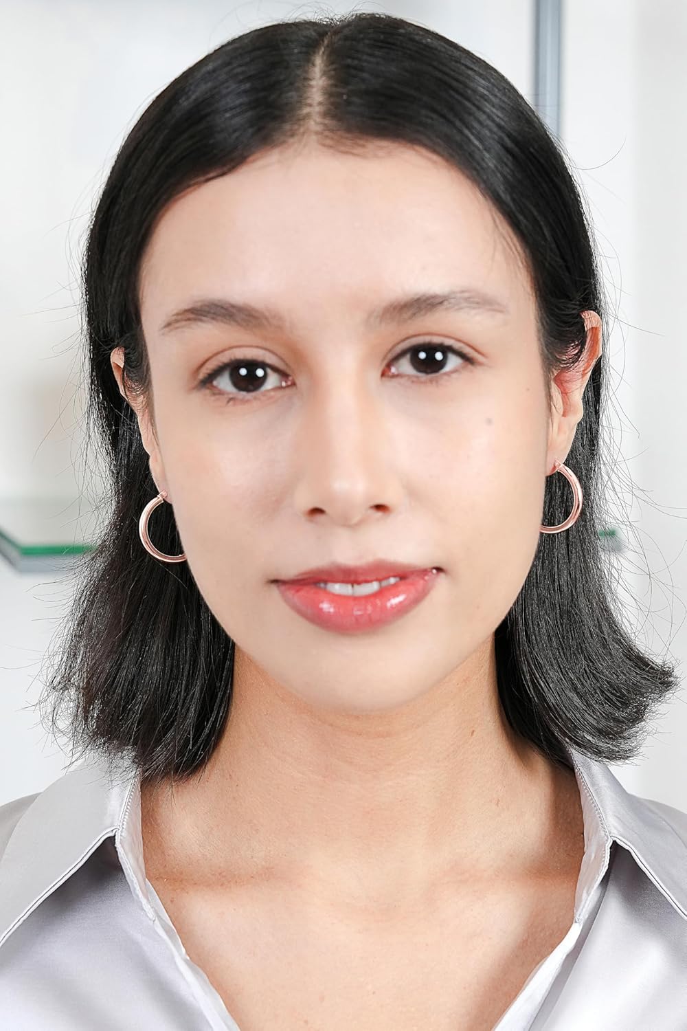 Hoops & Loops - Sterling Silver 25mm High Polished Click Top Hoop Earrings in Rose Gold Flash Plated