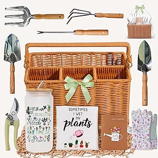 Gardening Gifts for Women 12 Pcs Garden Tools Set with Basket Heavy Duty...