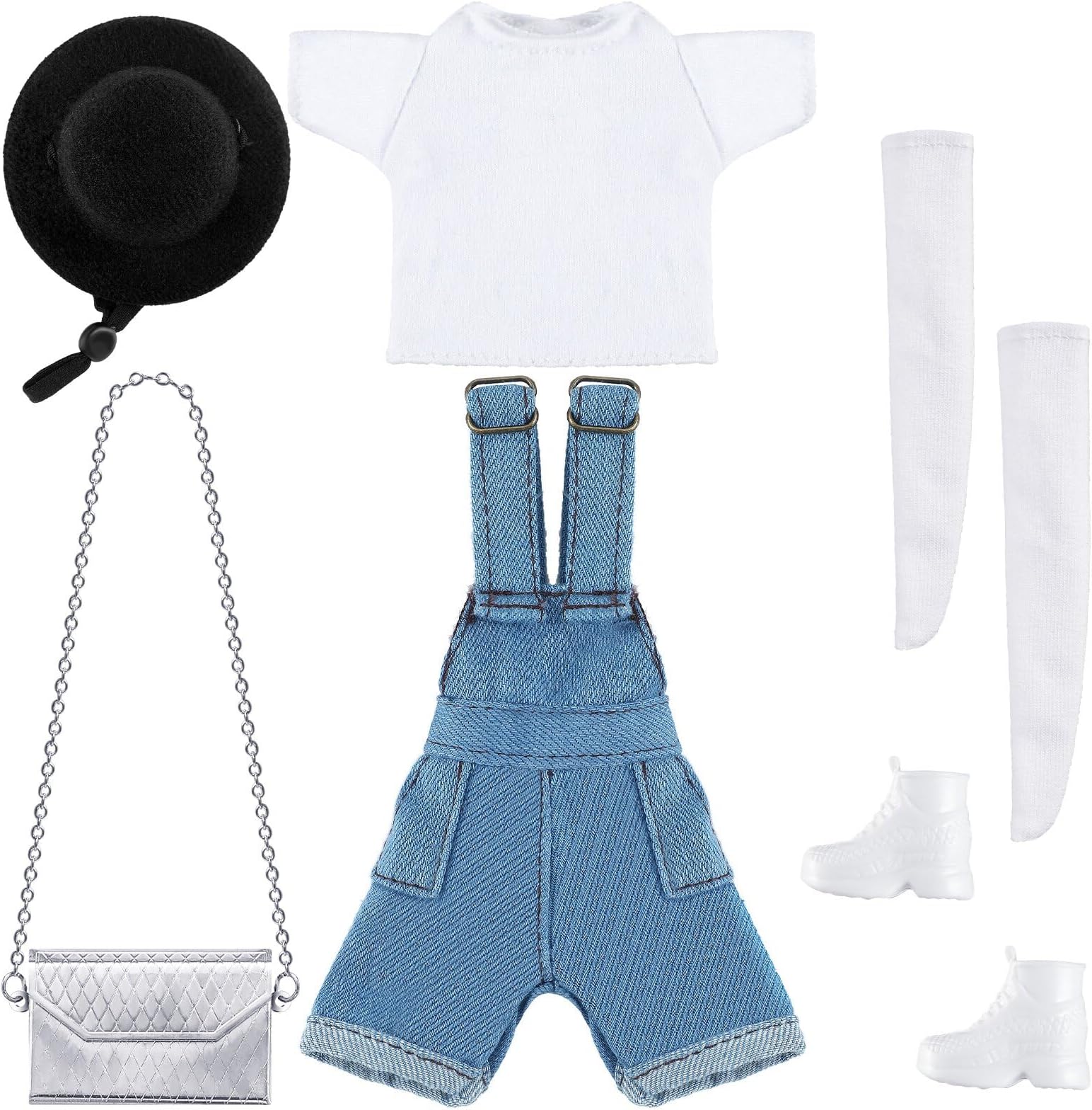 Geyoga Doll Clothes 12 Inch Doll Accessories Casual Wear Clothes Outfits with Shoes Socks Hat Bag Top Jumpsuit Set Gift(Light)