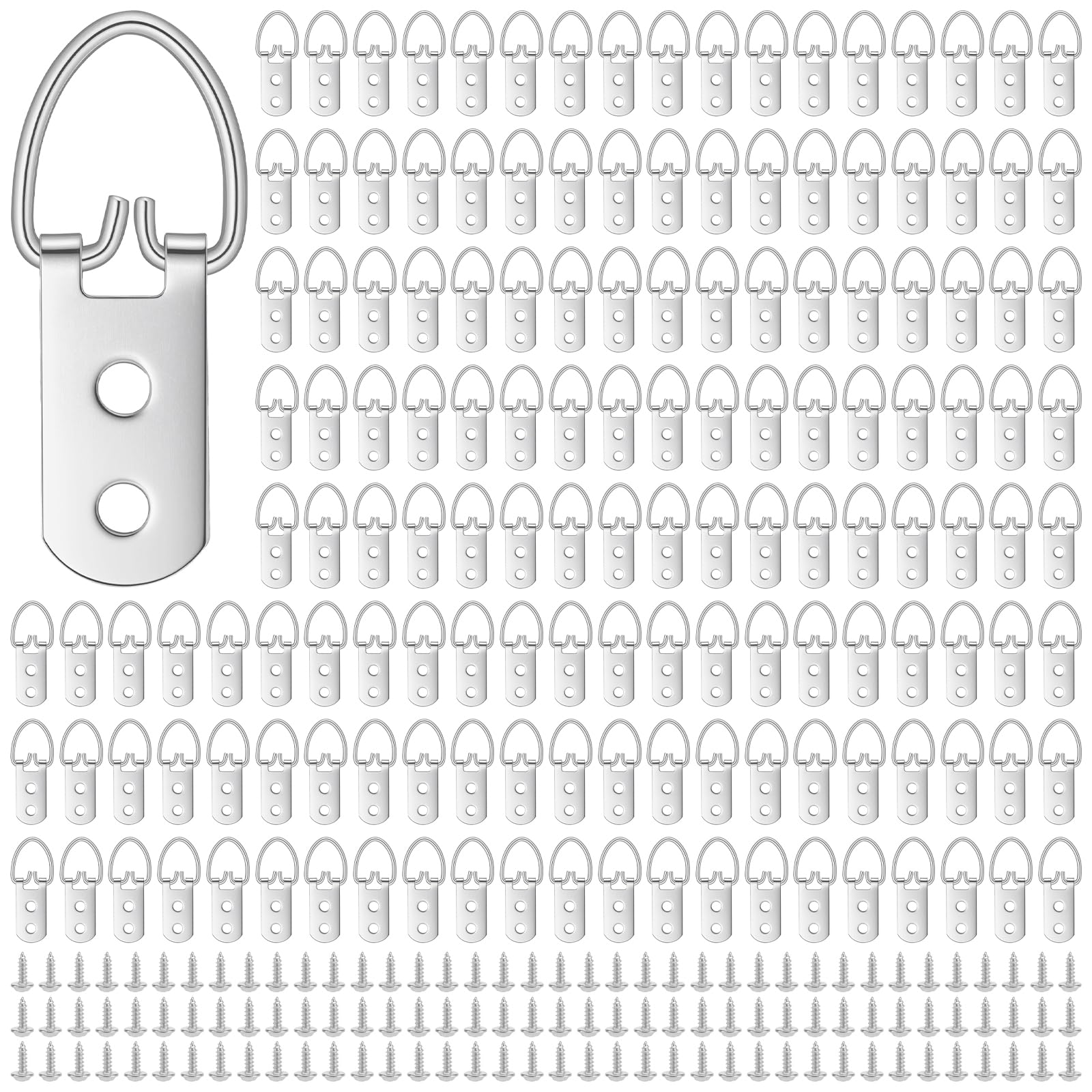 150 anillos en D para cuadros con tornillos de fijación para marcos y espejos