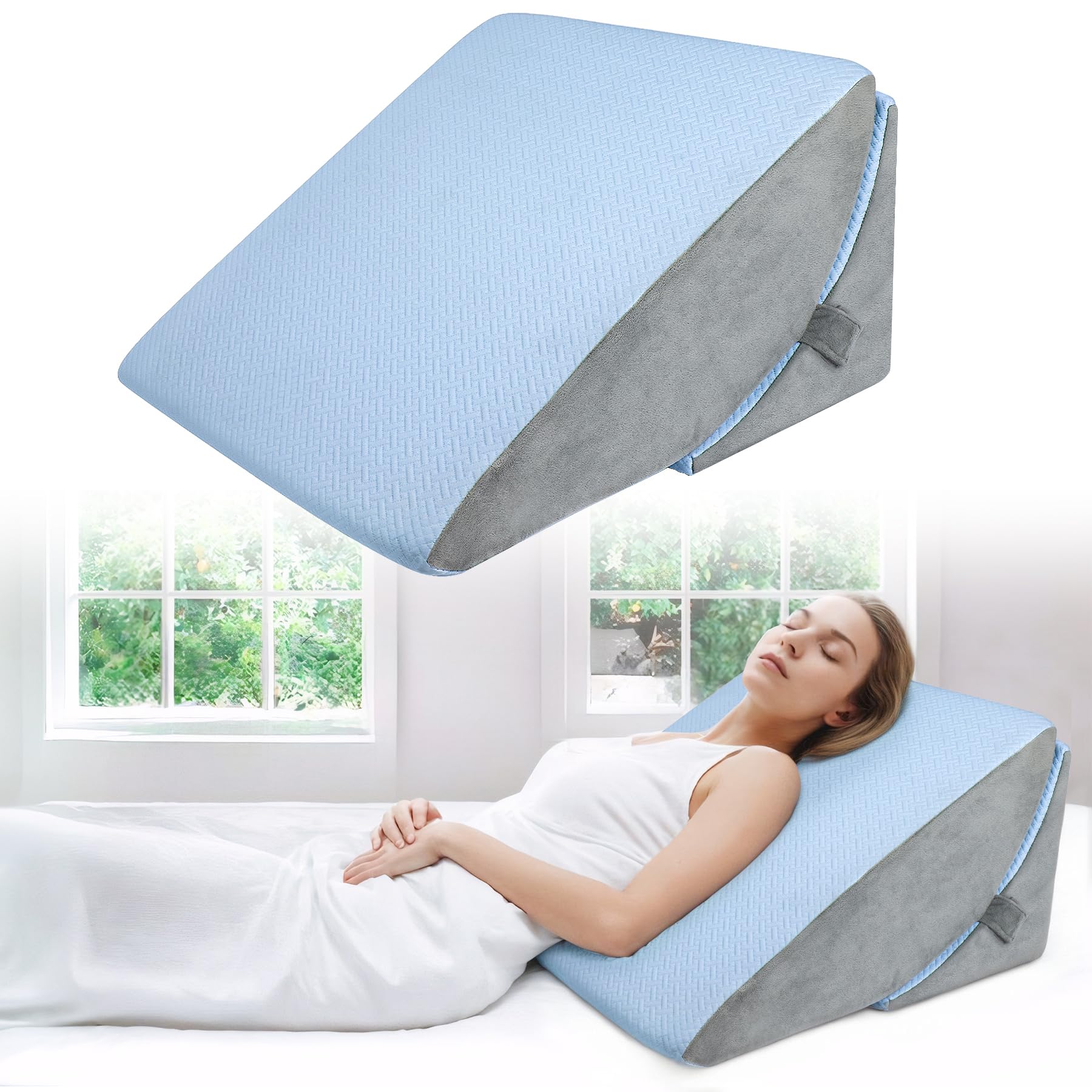 Babenest Verstellbares Keilkissen mit Hochdichteschaum, Ergonomisches Rückenkissen für Bett & Sofa, Reflux Lesekissen zum Schlafen, Spielen, Fernsehen (Blau)