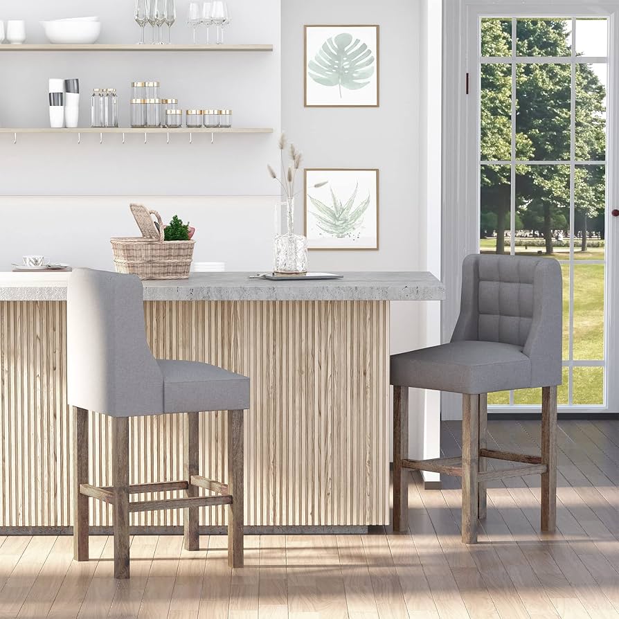 Amazon.com: HOMCOM Modern Bar Stools, Tufted Upholstered