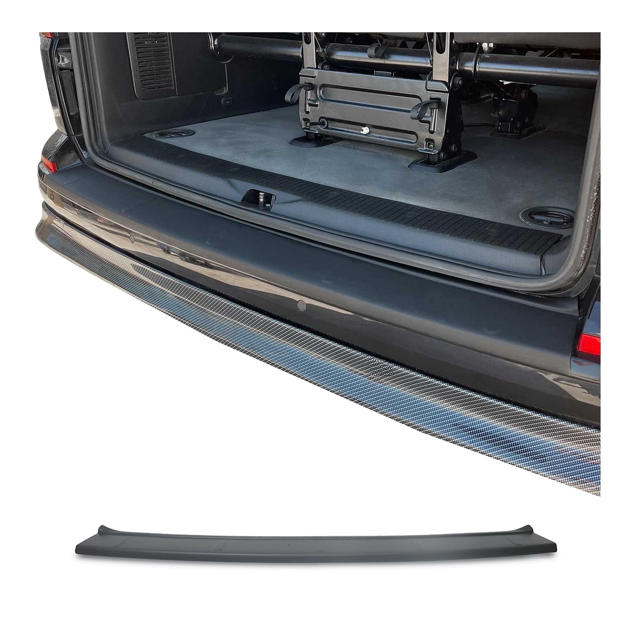 Ladekantenschutz Stoßstange kompatibel mit VW T6 T6.1 Transporter Multivan 2015-2024 Einzeltür Mat Schwarz