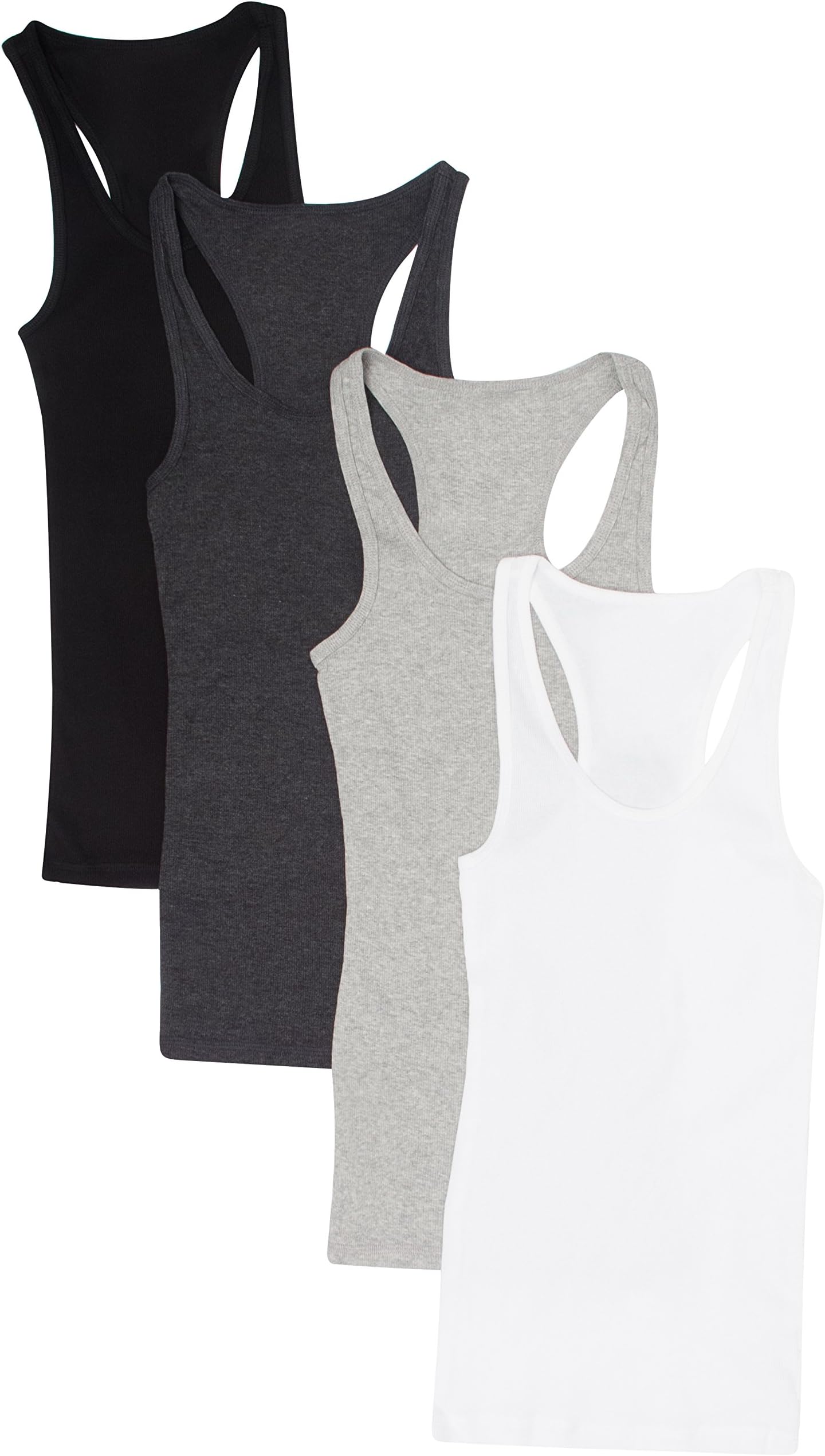 Zenana Outfitters4 Pack Womens Basic Ribbed Racerback Tank Top