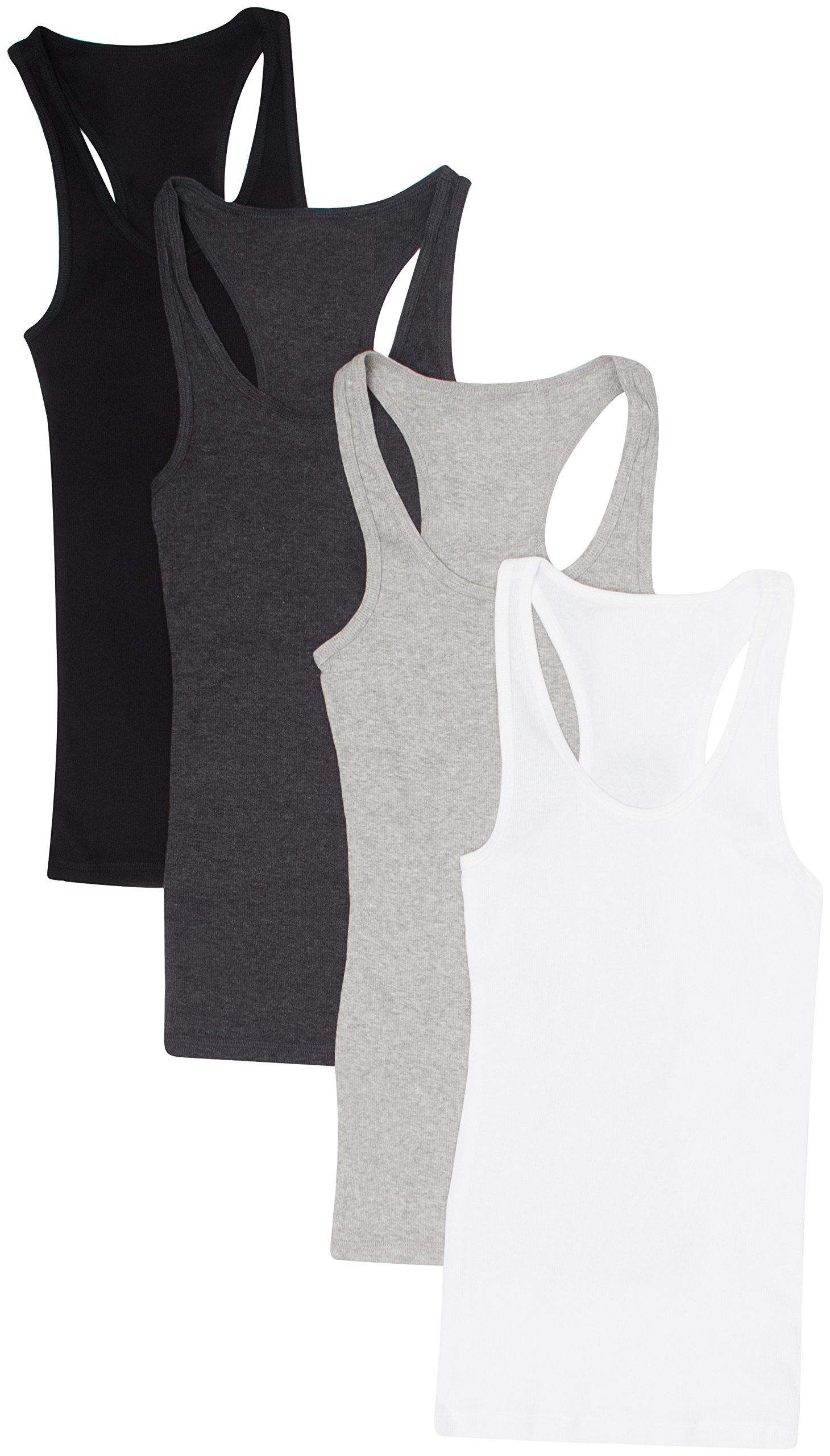 Zenana Outfitters4 Pack Womens Basic Ribbed Racerback Tank Top