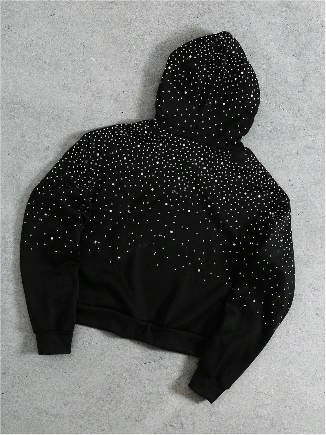 Men's Rhinestone Hoodie Sweatshirt Y2k Long Sleeve Drop Shoulder Oversized Pullover Tops Streetwear - Image 2