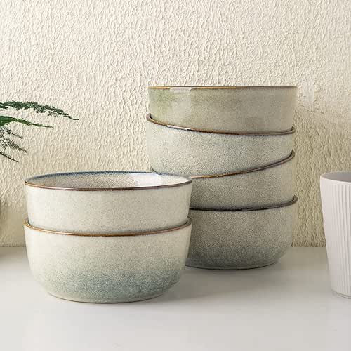 AmorArc Cereal Bowls Set of 6 for Kitchen, 26oz Stoneware