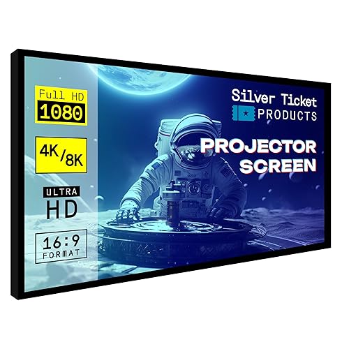 Silver Ticket Products STR Series 6 Piece Home Theater Fixed Frame 4K / 8K Ultra HD, HDTV, HDR & Active 3D Movie Projection Screen, 16:9 Format, 120" Diagonal, Grey Material STR-169120-G