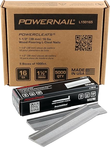 L150165 16 Gauge 1 1 2 Inch Length L Cleat Nail for Hardwood Flooring (1 case.