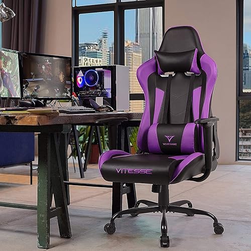 Miniatura 2 de PUKAMI genérico - Silla de juego de respaldo alto para los adolescentes, ergonómico, de carreras, escritorio, computadora, con apoyo lumbar cómodo y