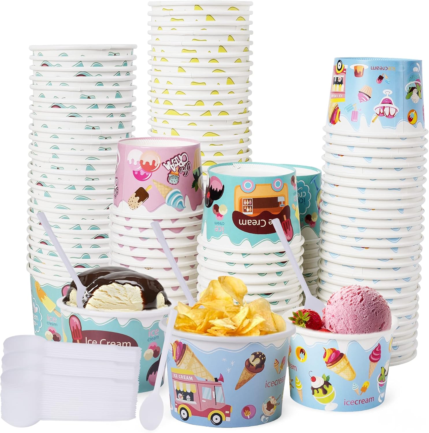 Kolewo4ever 400 Pieces 8 oz Ice Cream Cups set200 Pieces