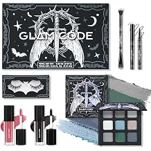 Glam Code Goth Makeup Kit with Gray Eyeshadow, Eyeliner, Faux Eyelashes