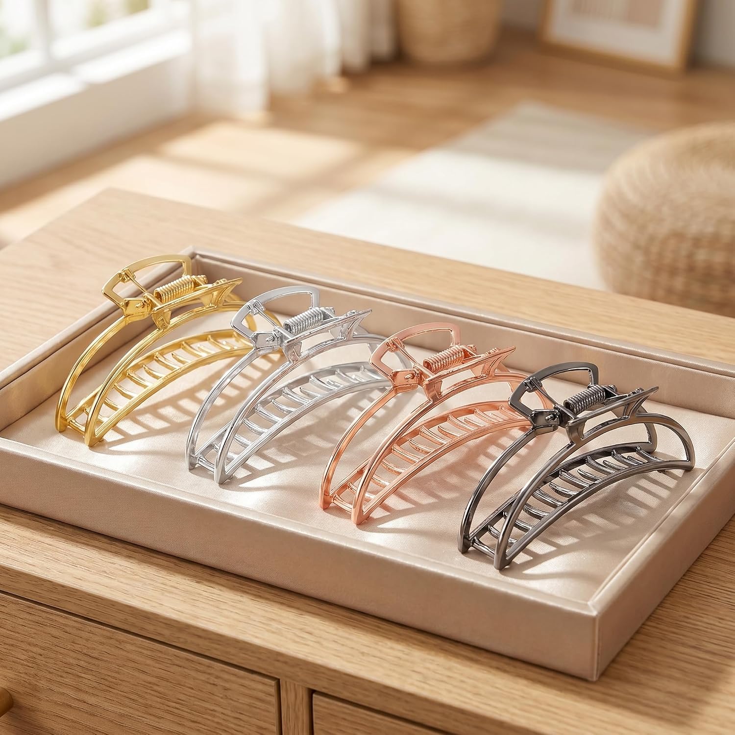 8 Pieces Metal Hair Claw Clips Set, Includes Large Size Hair Catch Barrette Jaw Clamp and Small Half Bun Hairpins for Women image 5