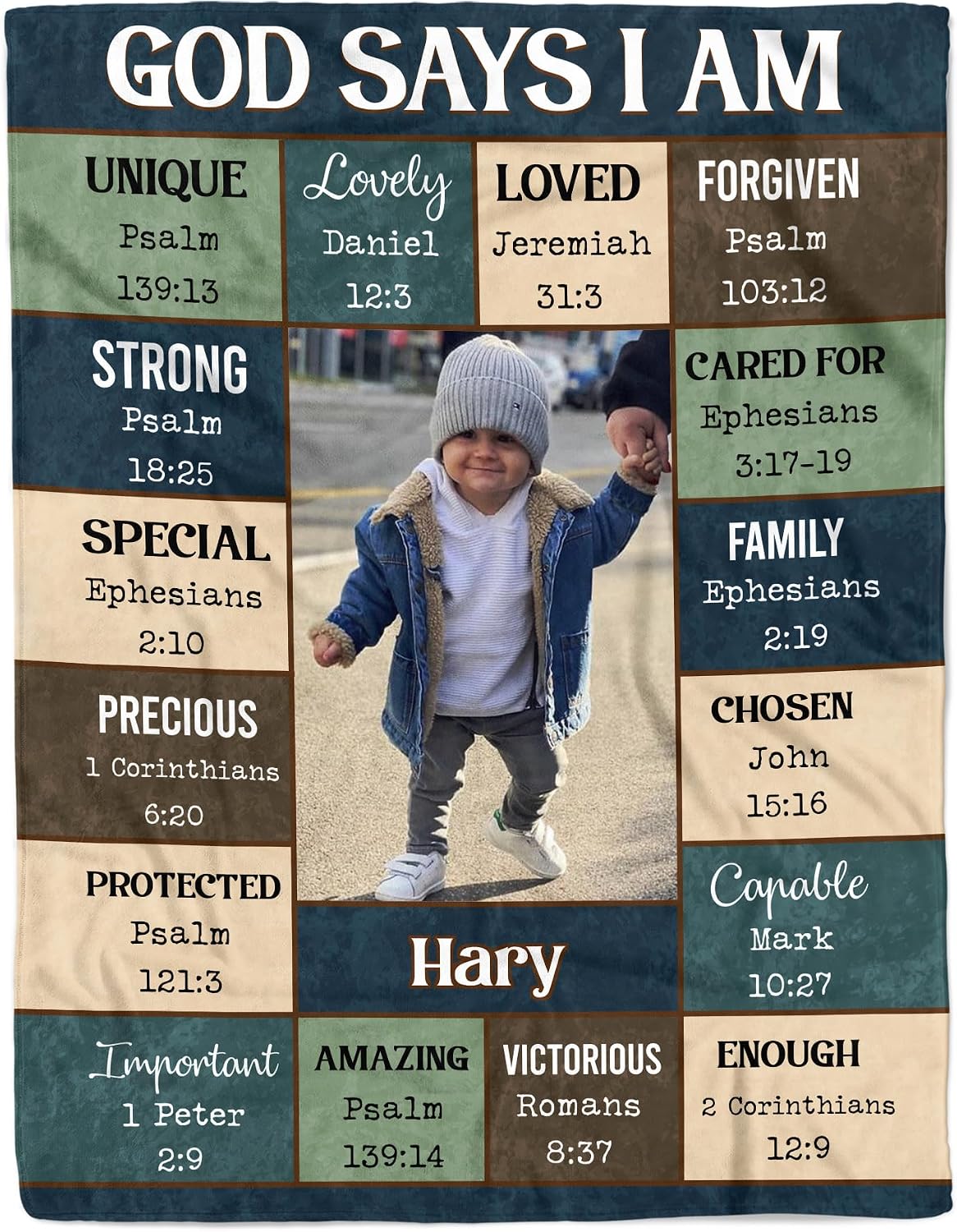 Gossby Personalized Custom Blanket God Say I Am - Blanket for Boy Personalized Kids Photo Blanket, Custom Blanket for Kids Gift for Birthday & Christmas, Custom Picture Blanket Daughter Son Kids Men
