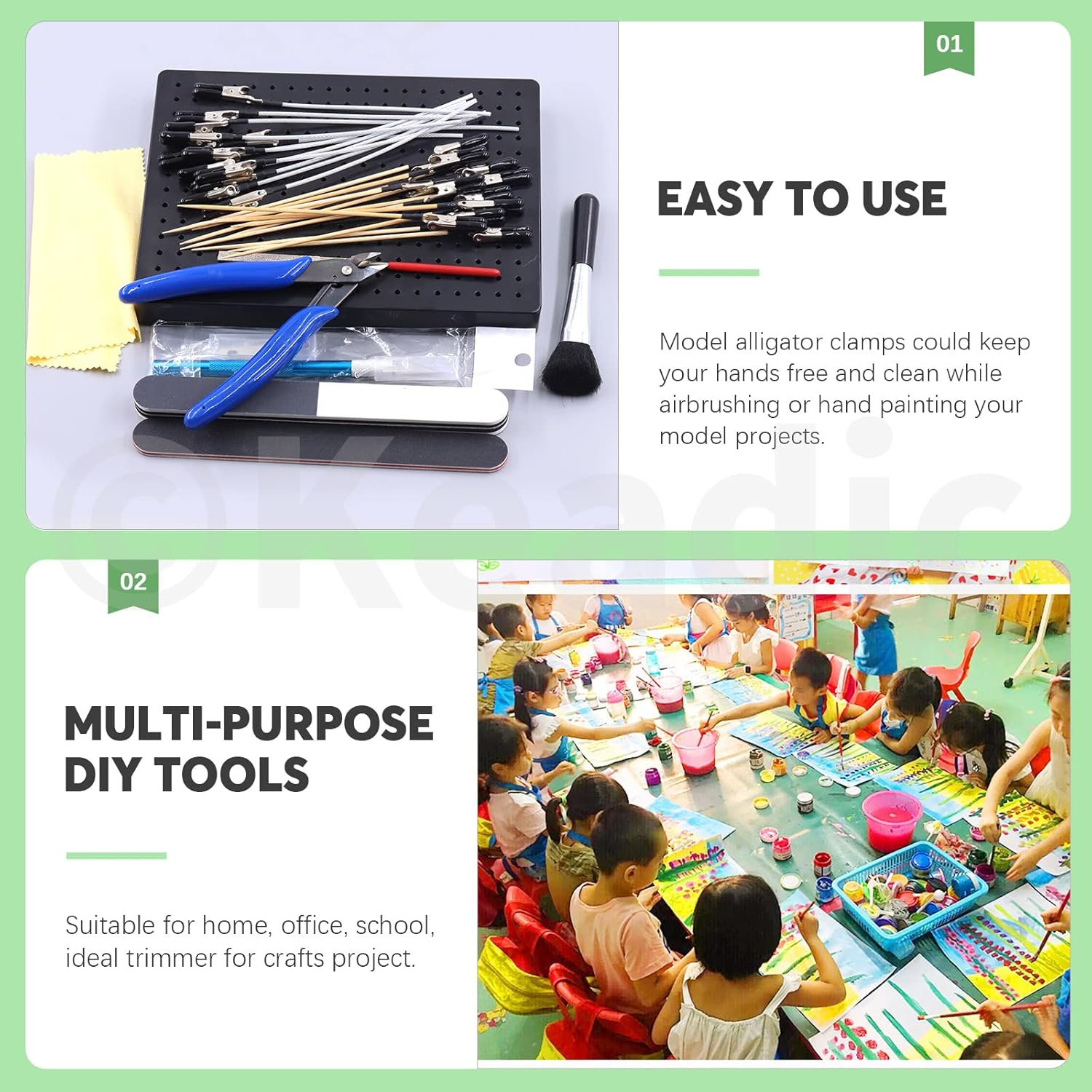 Keadic 37Pcs Model Tool Paint Kit Includes Professional Model Basic Tools, Painting Stand Base Holder and Alligator Clip Sticks Modeling Tools for Airbrush Hobby Model Building Parts Assemble