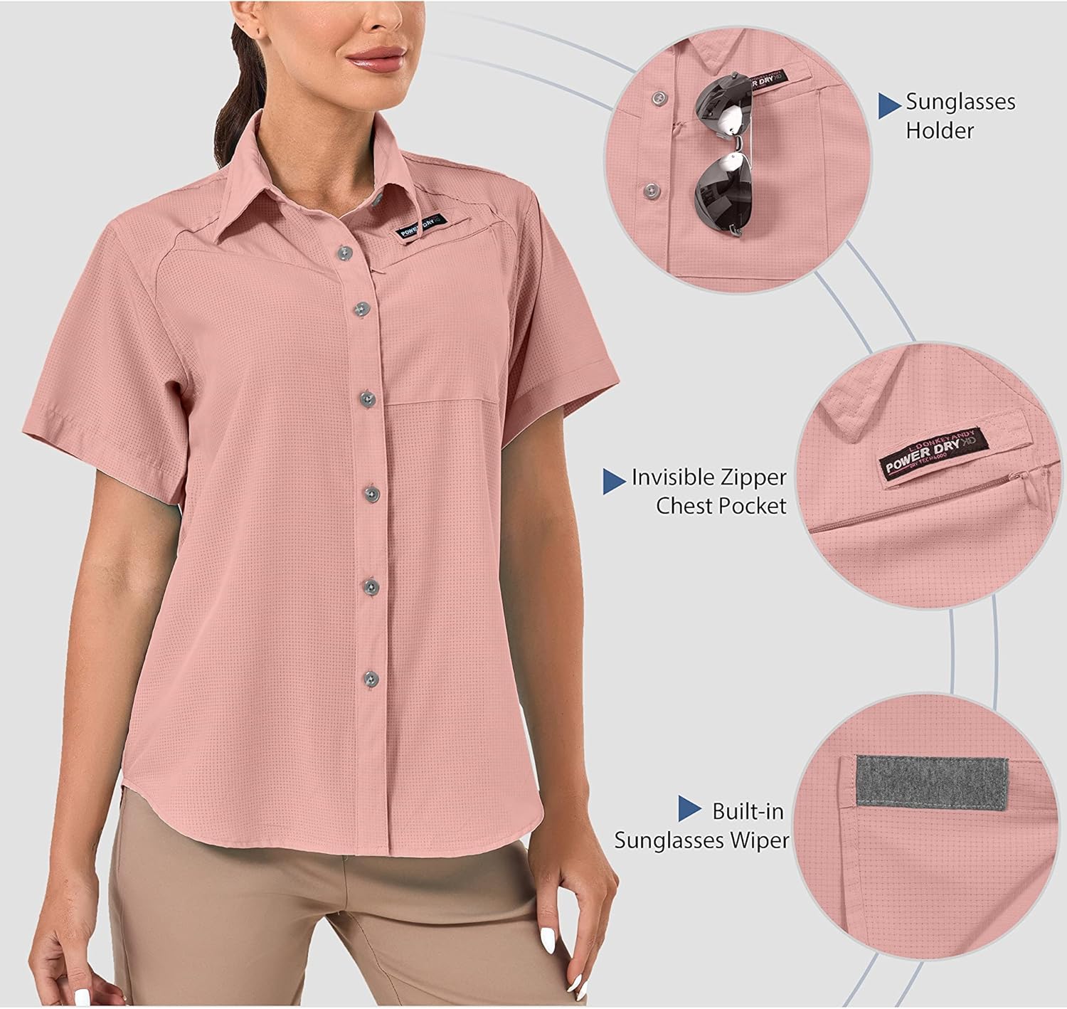 Little Donkey Andy Women's UPF 50 UV Protection Shirt, Breathable Short Sleeve Fishing Hiking Shirts, Quick Dry - Image 3