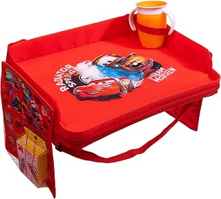 J.L. Childress Disney Baby 3-IN-1 Kids Travel Tray & Tablet Holder - Car Seat Lap Tray Desk for Toddlers, Road Trip Essentials, Activity Table, Travel Accessories - Cars