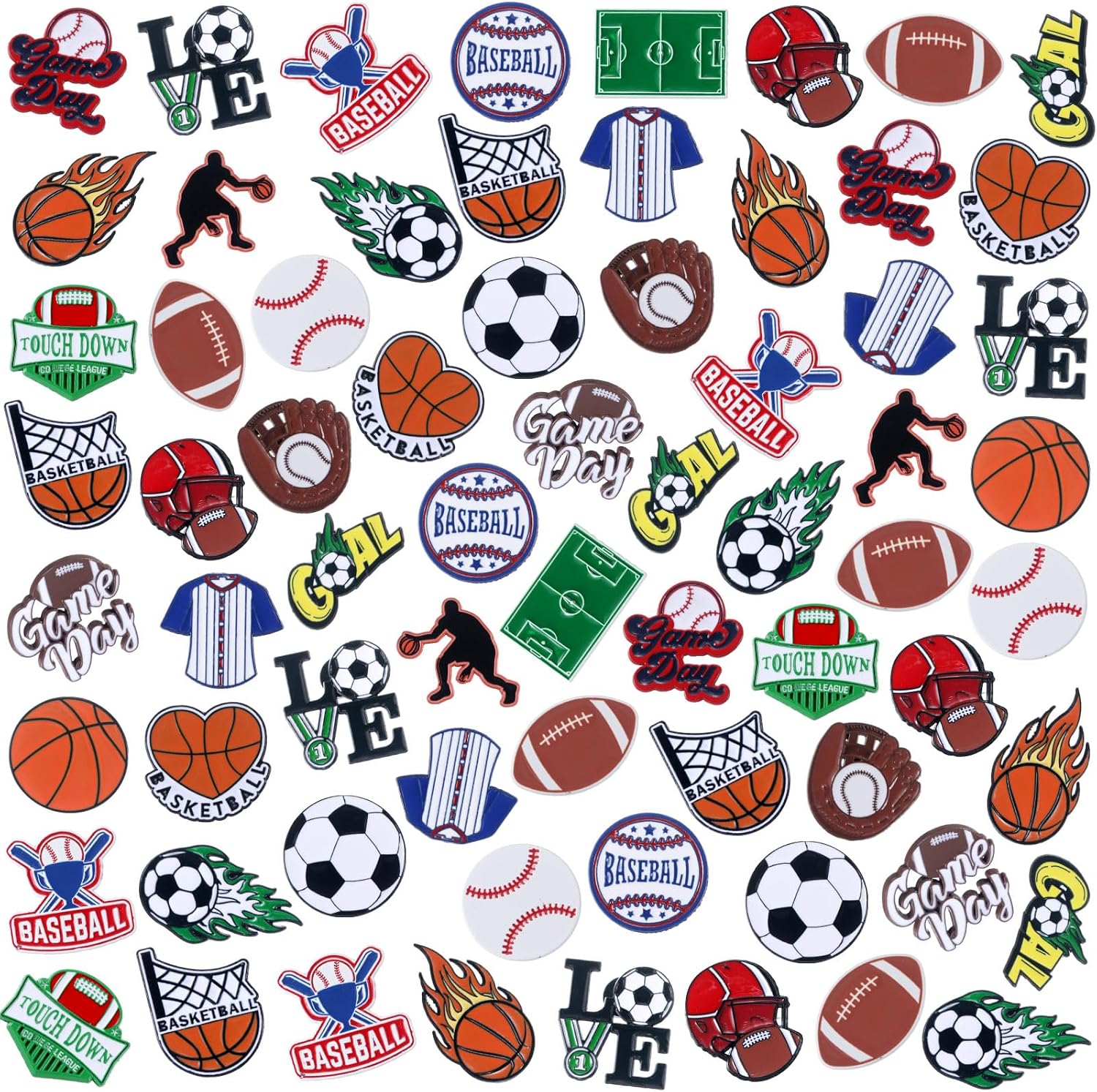Knitgrip 60 Pcs Football Softball Soccer Volleyball Baseball Enamel Pins Bulk Sport Trading Lapel Pin Senior Night Party Favors for Hat Shirt Backpack Sport Player Award Gift, 12 Style