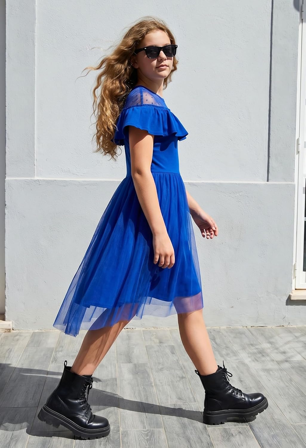 GRACE KARIN Girls Wedding Party Formal Dress Junior Bridemaid Dresses for Teens Tulle High Low Dress Size 7-14