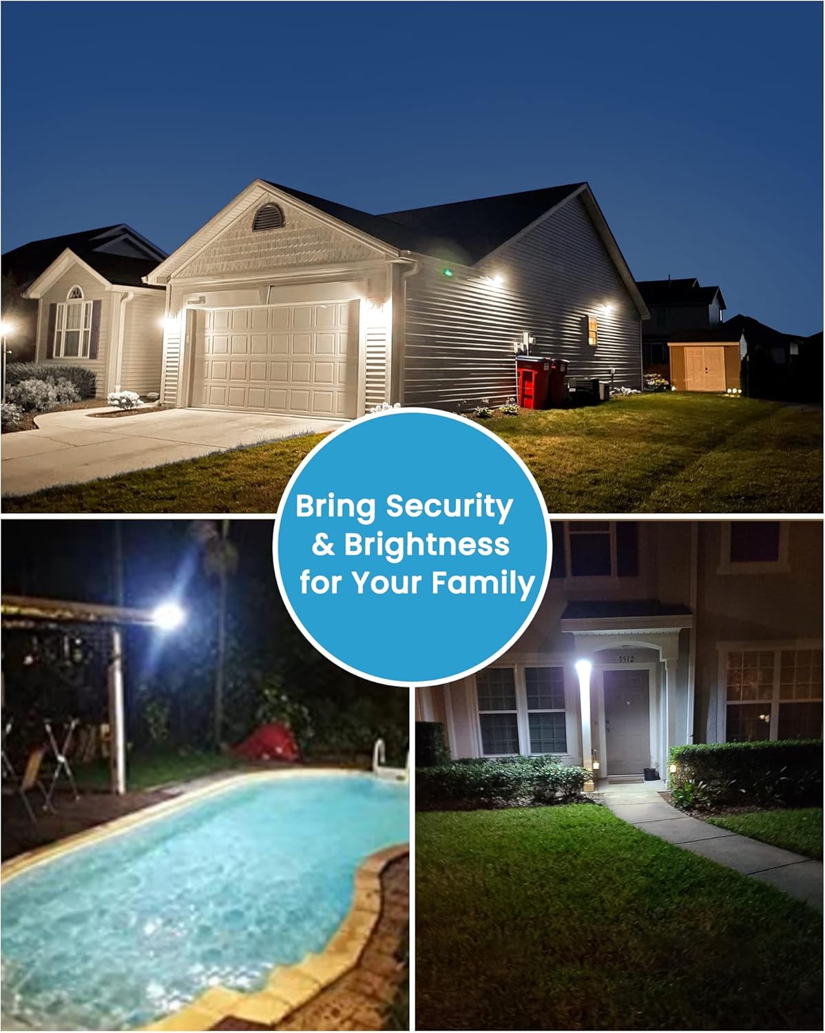 Solar Lights Outdoor Motion Sensor Stainless Steel Housed LED Flood Lights Solar Powered Waterproof Solar Motion Porch Sercurity Lights with 3 Lighting Modes for Patio, Garage,Porch, Yard