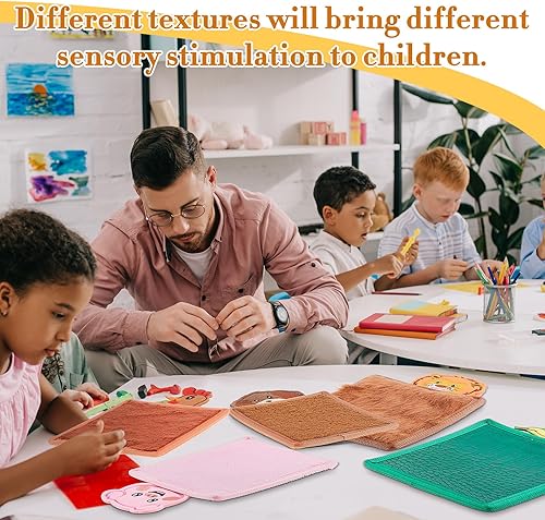 Miniatura 3 de Arrowbash Paquete de 12 tapetes sensoriales de animales a granel, miniazulejos sensoriales surtidos con textura de animales, juguetes sensoriales de