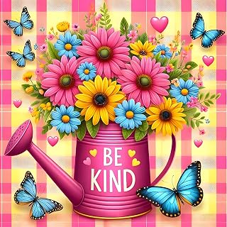 CLAKINLA Daisy Diamond Art Painting Kits for Adults, Flowers in Bucket 5D Diamond Art Painting Kits for Beginners, Gem Painting Kit Butterfly Diamond Dots Painting for Home Wall Decor 12x12inch