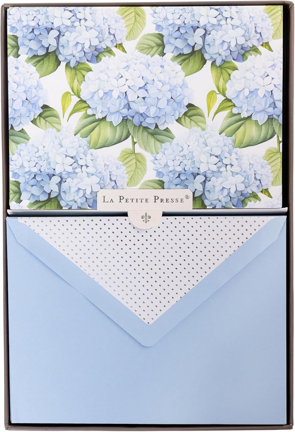 Graphique Hortensia Designer Cards Luxe Collection, Silver Foil Embossed Stationery Boxed Set, 10 Blank Cards with 11 Envelopes, All Occasion Greetings, 5.25" x 3.8"