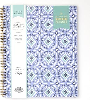 Blue Sky Day Designer 2026 Weekly and Monthly Planner Calendar, January 2026 - December 2026, 8.5" x 11", Flexible Cover, Durable Twin Wire Binding, Includes Storage Pocket, Stickers, Tile