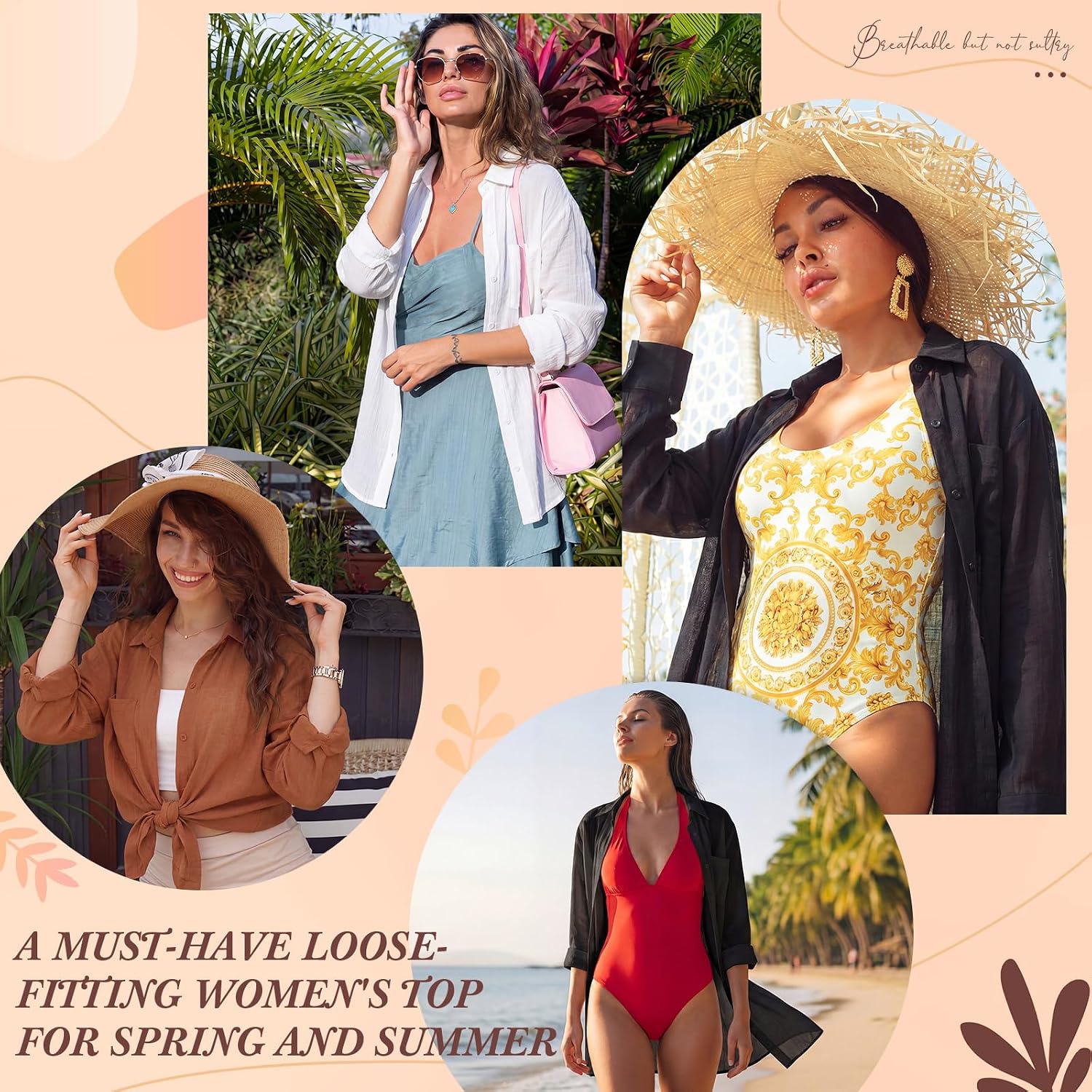 Cuffbow 3 Pcs Women Swimsuit Cover Ups Long Sleeve Shirt, Beach Shirt Bikini Cover up Bathing Suit Blouses for Summer Pool