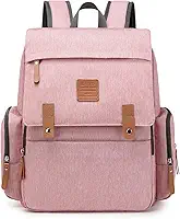 Mochila Maternidade de Couro Impermeável com Gancho para Carrinho e Trocador, Bolsa Maternidade Luxo Grande Capacidade Multifuncional para Bebê Viagem LAND GRANDE AMOR LUXURY2.0 (Rosa)