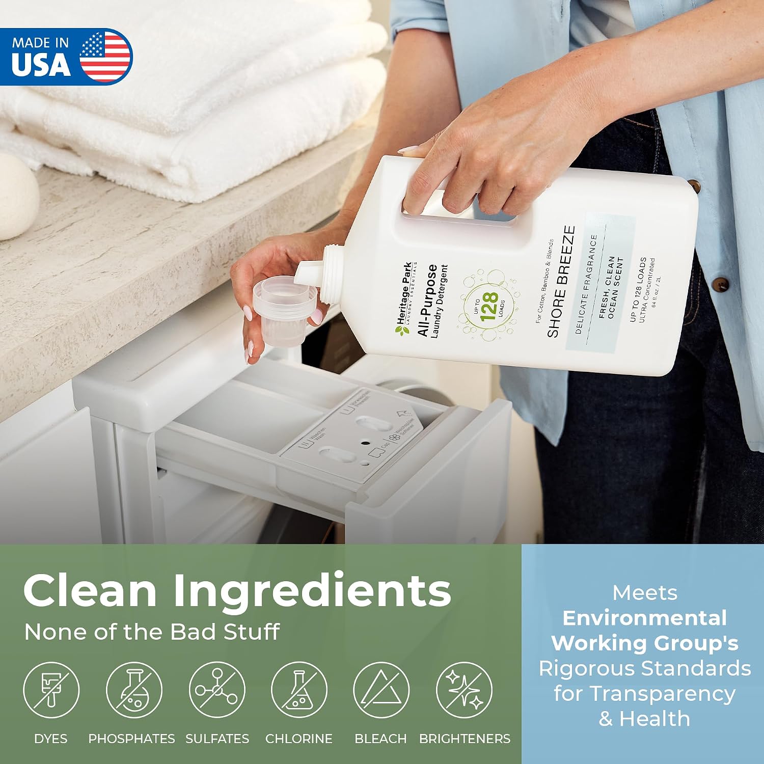 Heritage Park Sensitive Skin Laundry Detergent - Shore Breeze - 64 oz image 3