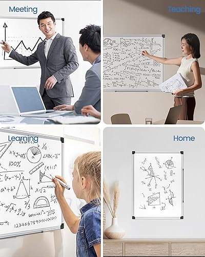 Miniatura 26 de Pizarra blanca magnética para colgar de 36 x 24 pulgadas para pared, pizarra de borrado en seco para oficina, escuela, hogar, marco plateado