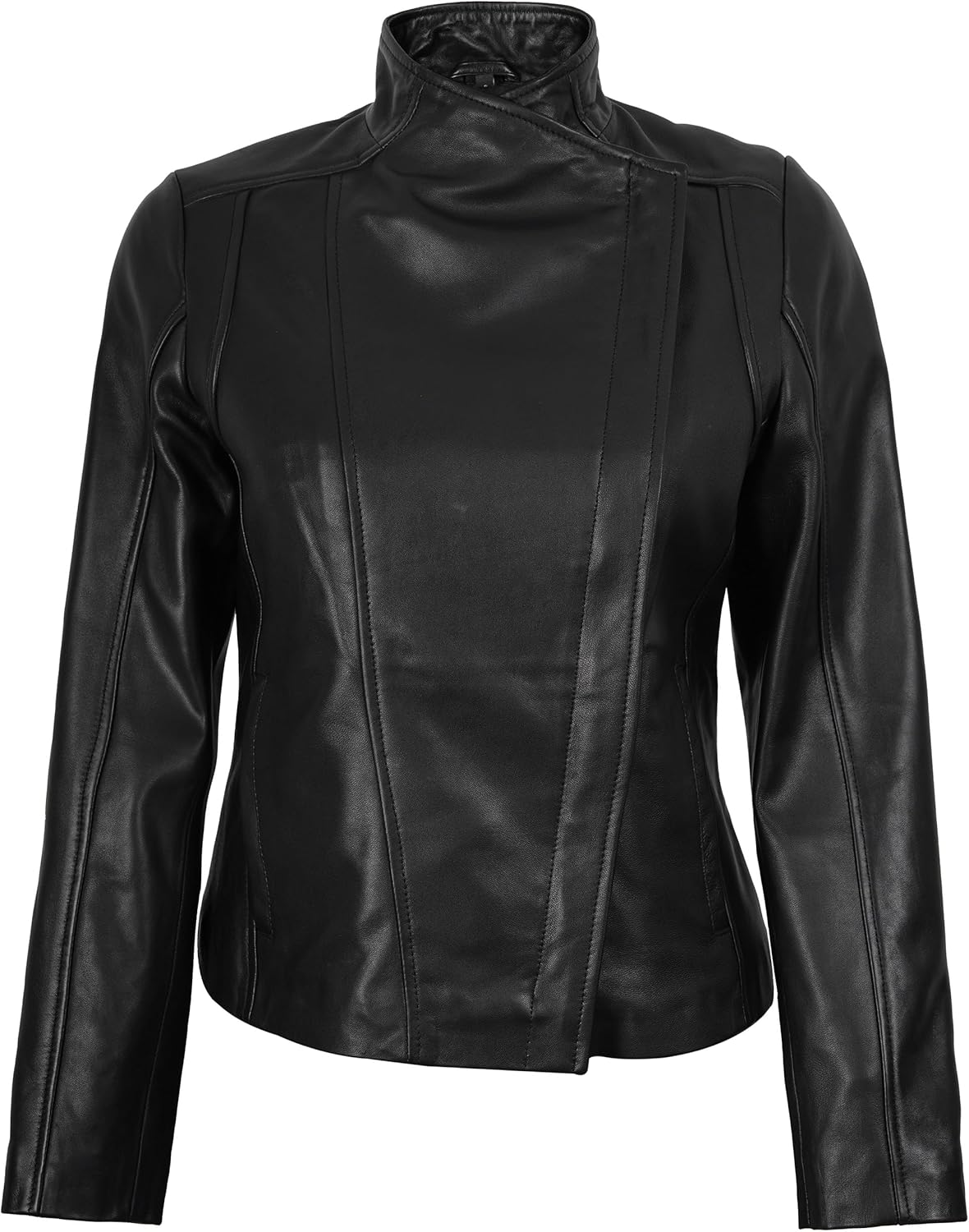 fjackets Womens Asymmetrical Leather Jackets for Women - Real Lambskin Womens Leather Moto Style Jacket - Image 2
