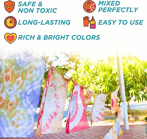 Vista 4 de Kit de teñido anudado para niños y adultos, juego completo de teñido anudado con polvo de teñido anudado en paquetes de recambio de teñido anudado