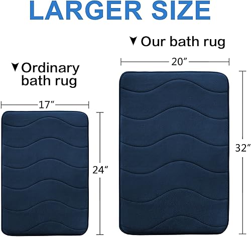 Vista 88 de Flamingo P Tapete de baño de espuma viscoelástica, extra largo, antideslizante, absorbente de agua, grueso, suave, lavable, 47 x 17 pulgadas